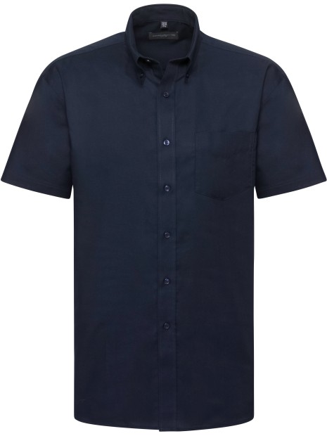 RUSSELL Chemise homme manches courtes Oxford bright navy personnalisable