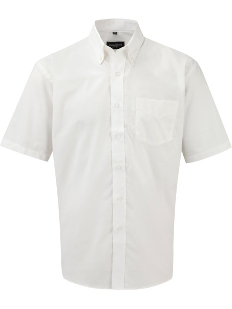 RUSSELL Chemise homme manches courtes Oxford blanc personnalisable