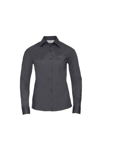 RUSSELL Chemise femme popeline polycoton manches longues gris convoi personnalisable