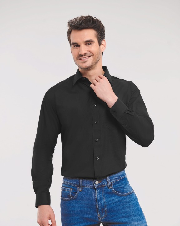 RUSSELL Men''s Ls Polycotton Popelinehemd Hemd personalisierbar