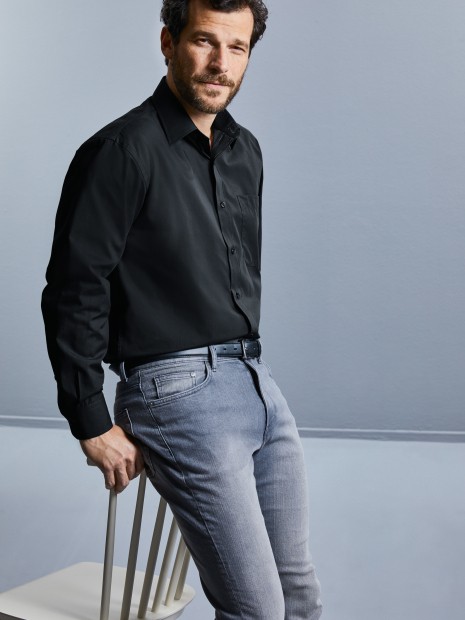 Chemises à personnaliser RUSSELL Chemise homme popeline polycoton manches longues 