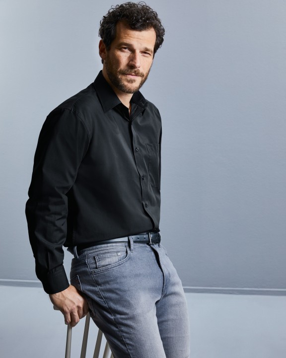 RUSSELL Men''s Ls Polycotton Popelinehemd Hemd personalisierbar
