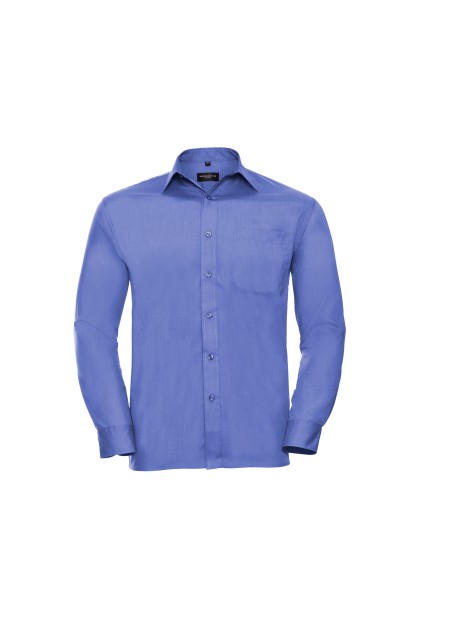 RUSSELL Chemise homme popeline polycoton manches longues bleu corporate personnalisable