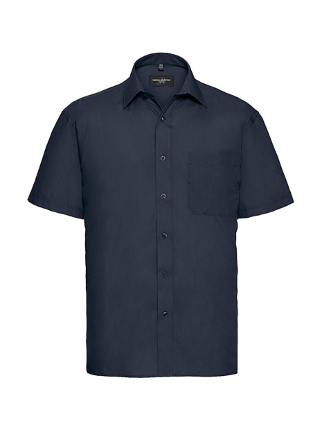 RUSSELL Chemise homme popeline polycoton manches courtes french marine personnalisable