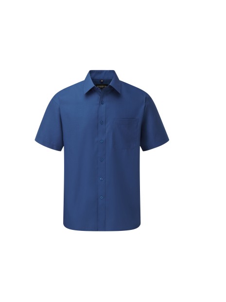 RUSSELL Chemise homme popeline polycoton manches courtes bright royal personnalisable