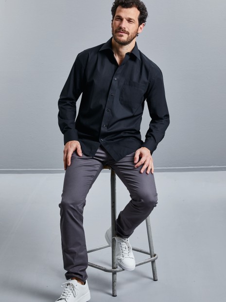 Chemises à personnaliser RUSSELL Chemise homme popeline pur coton manches longues 