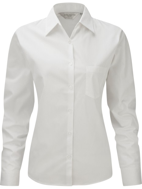 RUSSELL Chemise femme popeline pur coton manches longues blanc personnalisable