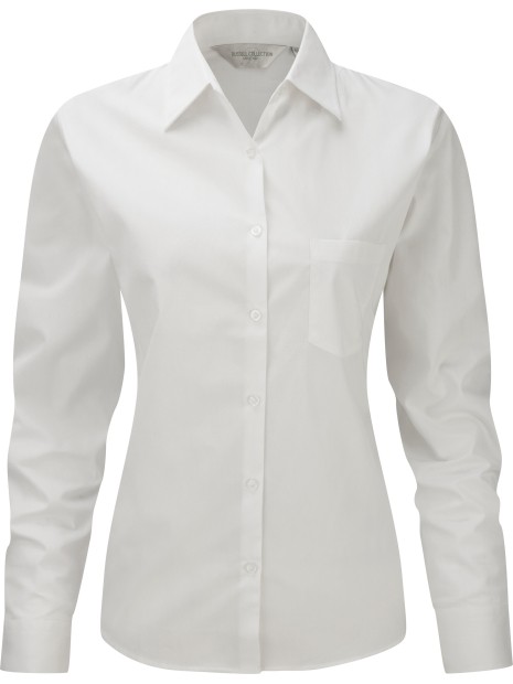 RUSSELL Chemise femme popeline pur coton manches longues blanc personnalisable