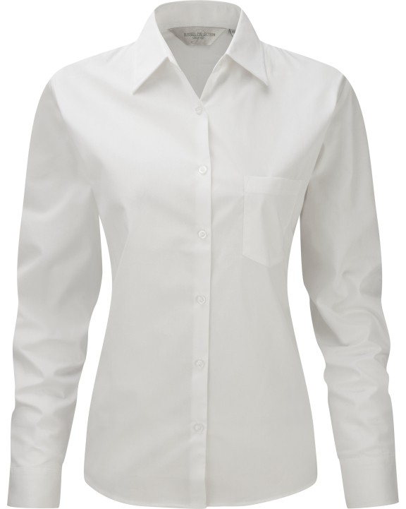 RUSSELL Ladies'' Ls Pure Cotton Easy Care Poplin Shirt Hemd personalisierbar