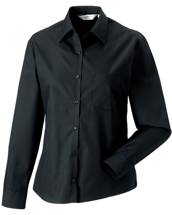 RUSSELL Ladies'' Ls Pure Cotton Easy Care Poplin Shirt Hemd personalisierbar