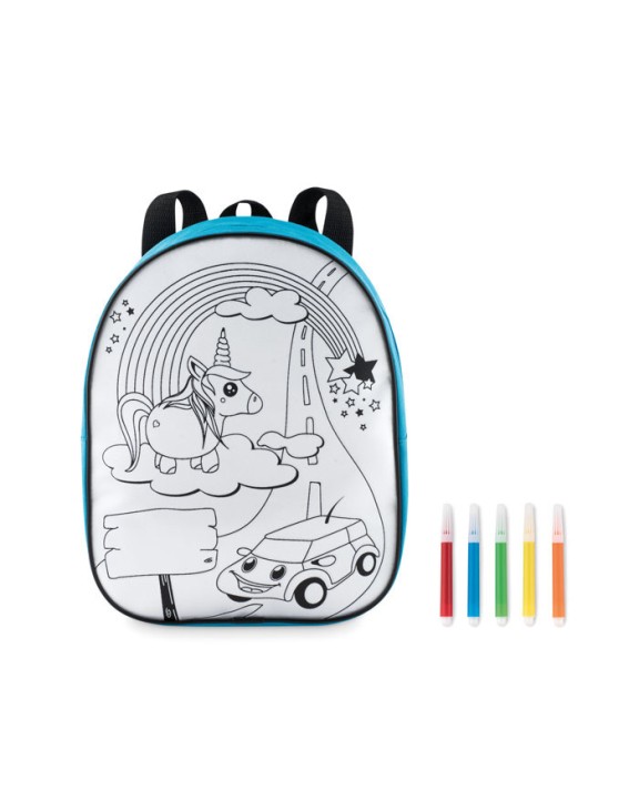 4DO Rucksack mit 5 Filzstiften Tasche personalisierbar