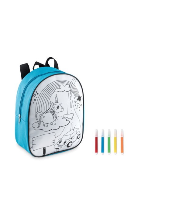 4DO Rucksack mit 5 Filzstiften Tasche personalisierbar