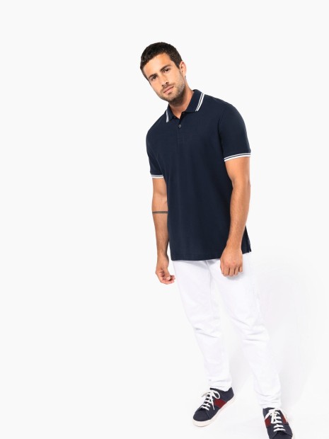 Polos à personnaliser KARIBAN Polo homme manches courtes à liserés contrastés 