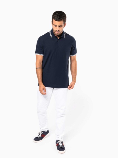 Polos à personnaliser KARIBAN Polo homme manches courtes à liserés contrastés 