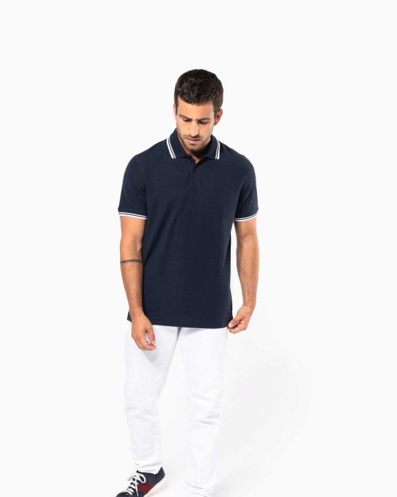 KARIBAN Polohemd für Herren mit kurzen Ärmeln und kontrastfarbenen Paspeln Poloshirt personalisierbar