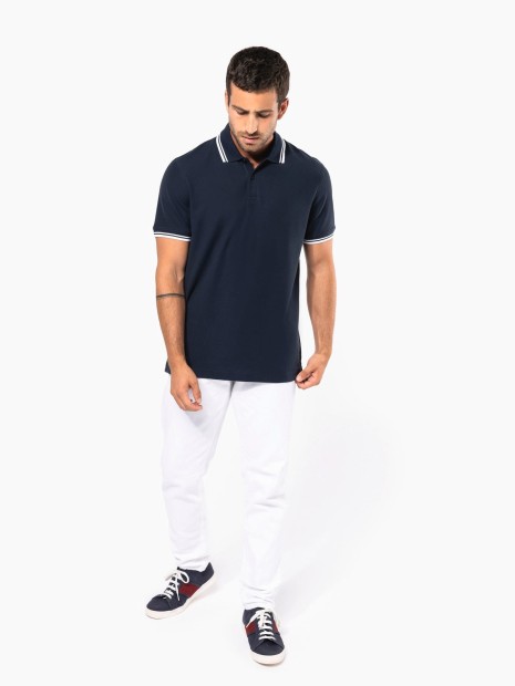 Polos à personnaliser KARIBAN Polo homme manches courtes à liserés contrastés 