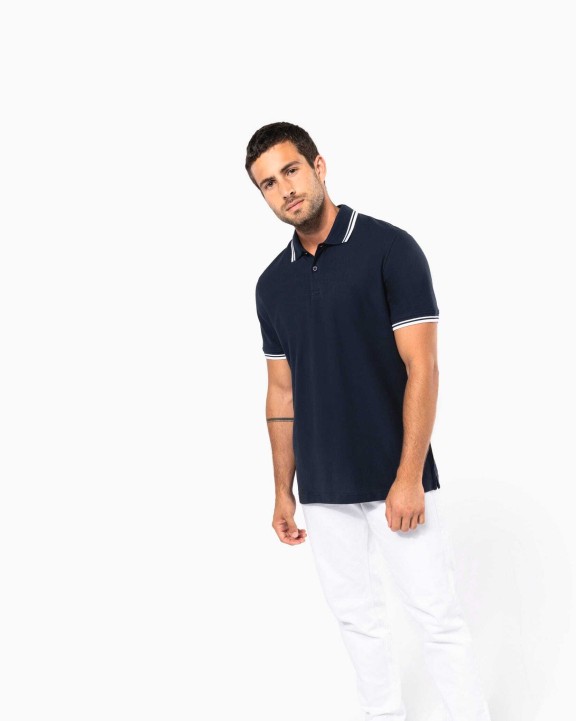 KARIBAN Polohemd für Herren mit kurzen Ärmeln und kontrastfarbenen Paspeln Poloshirt personalisierbar