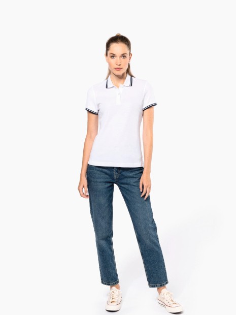 Polos à personnaliser KARIBAN Polo femme manches courtes à liserés contrastés 