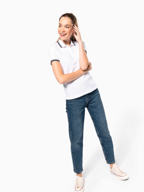Polos à personnaliser KARIBAN Polo femme manches courtes à liserés contrastés 