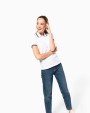 KARIBAN Polohemd für Damen mit kurzen Ärmeln und kontrastfarbenen Paspeln Poloshirt personalisierbar