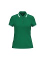 KARIBAN Polo femme manches courtes à liserés contrastés vert kelly/blanc personnalisable
