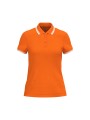 KARIBAN Polo femme manches courtes à liserés contrastés orange/blanc personnalisable