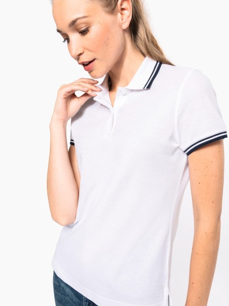 Polos à personnaliser KARIBAN Polo femme manches courtes à liserés contrastés 