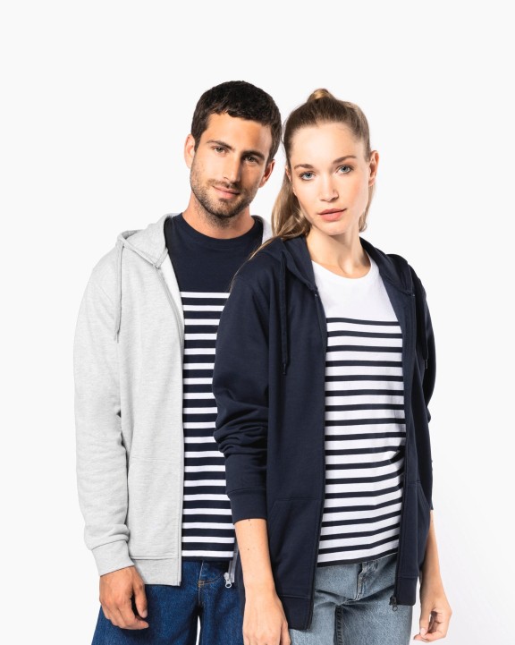 Sweater KARIBAN Gerecycled sweater met rits en capuchon uniseks voor bedrukking &amp; borduring