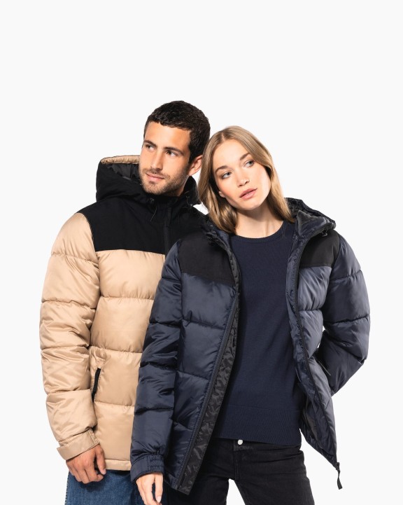 KARIBAN Unisex Steppparka mit Kapuze in zwei Farbtönen Jacke personalisierbar