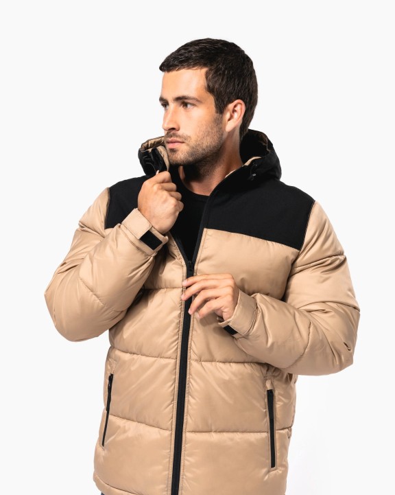 KARIBAN Unisex Steppparka mit Kapuze in zwei Farbtönen Jacke personalisierbar