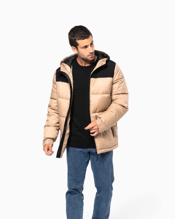 KARIBAN Unisex Steppparka mit Kapuze in zwei Farbtönen Jacke personalisierbar