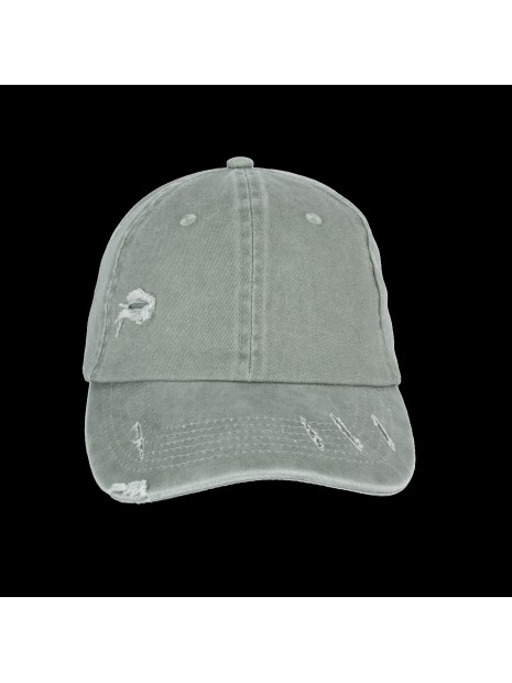 NATIVE SPIRIT Casquette écoresponsable effet déchiré unisexe washed almond green personnalisable