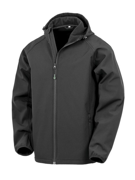 RESULT Veste softshell recyclée 3 couches à capuche homme noir personnalisable