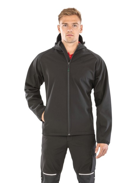 Softshells à personnaliser RESULT Veste softshell recyclée 3 couches à capuche homme noir