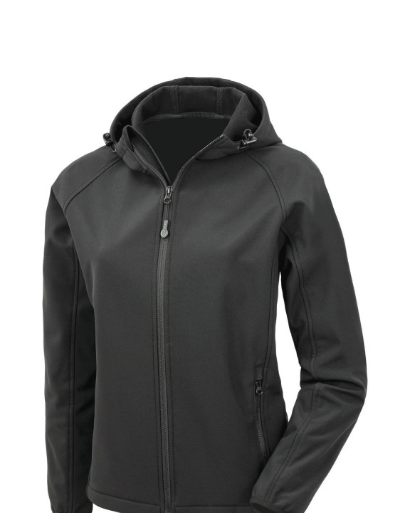 Softshell RESULT 3-laagse gerecycleerde softshell met capuchon voor dames voor bedrukking &amp; borduring