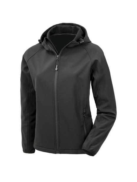 RESULT Veste softshell recyclée 3 couches à capuche femme noir personnalisable