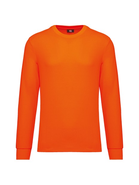 WK. DESIGNED TO WORK T-shirt unisexe écoresponsable manches longues coton/polyester fluorescent orange personnalisable