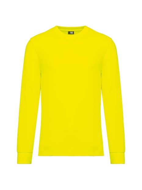 WK. DESIGNED TO WORK T-shirt unisexe écoresponsable manches longues coton/polyester fluorescent yellow personnalisable