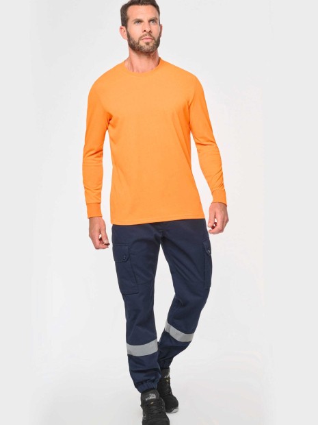 Pantalons à personnaliser WK. DESIGNED TO WORK Pantalon cargo unisexe avec bas élastiqué et bande réfléchissante 