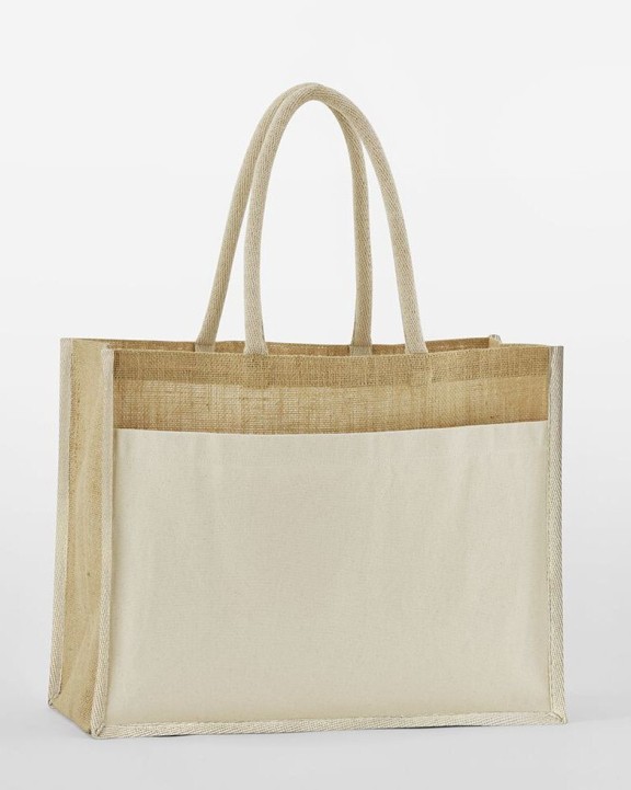 WESTFORDMILL COTTON POCKET NATURAL STARCHED JUTE SHOPPER Tote Bag personalisierbar