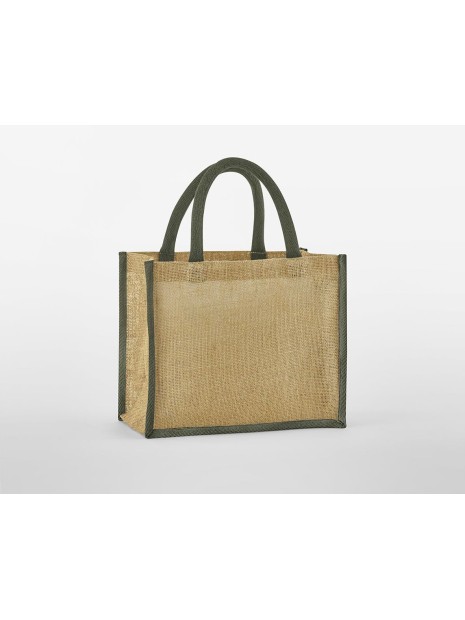 WESTFORDMILL NATURAL STARCHED JUTE MIDI TOTE natural/olive green personnalisable