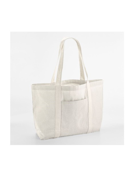 WESTFORDMILL STRIPED ORGANIC COTTON SHOPPER grey stripe personnalisable