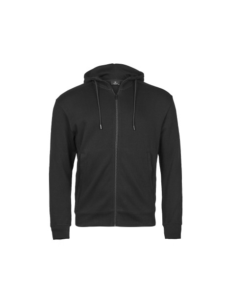 TEE JAYS RIBBED INTERLOCK HOODED FULL ZIP noir personnalisable