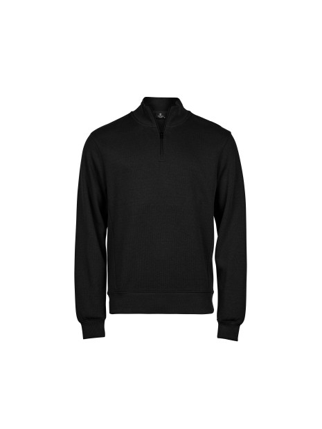 TEE JAYS RIBBED INTERLOCK HALF ZIP noir personnalisable