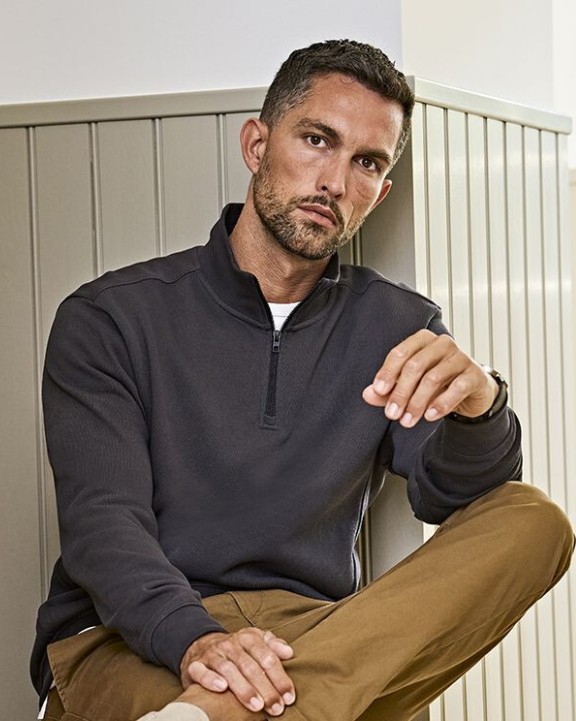 TEE JAYS RIBBED INTERLOCK HALF ZIP Sweatshirt personalisierbar