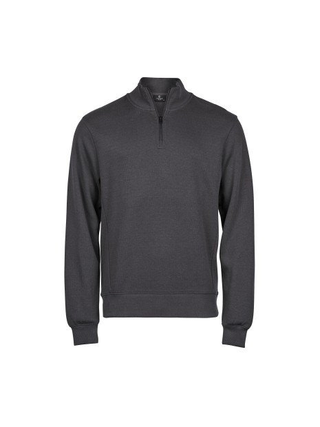 TEE JAYS RIBBED INTERLOCK HALF ZIP dark grey personnalisable