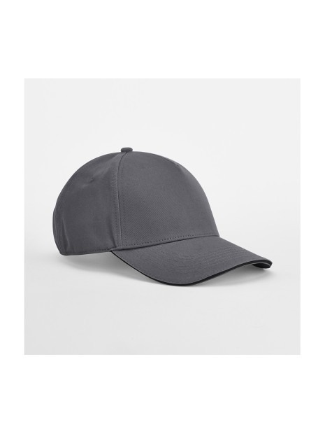BEECHFIELD EARTHAWARE® CLASSIC ORGANIC COTTON 5 PANEL CAP - SANDWICH PEAK graphite/noir personnalisable