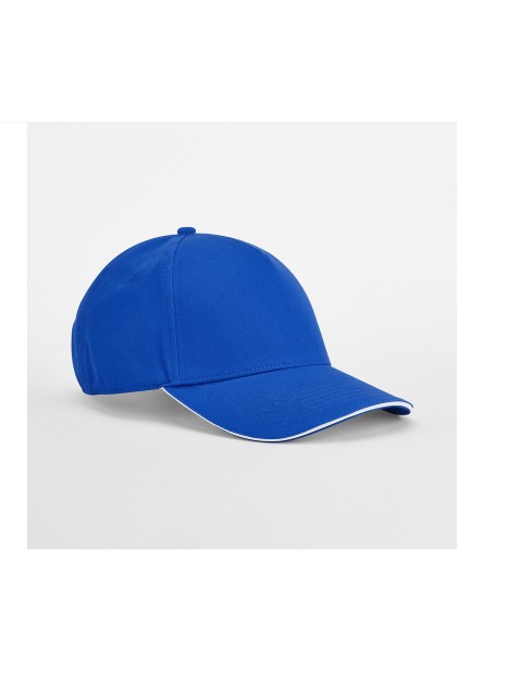 BEECHFIELD EARTHAWARE® CLASSIC ORGANIC COTTON 5 PANEL CAP - SANDWICH PEAK bleu royal brillant/blanc personnalisable