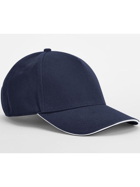 BEECHFIELD EARTHAWARE® CLASSIC ORGANIC COTTON 5 PANEL CAP - SANDWICH PEAK french marine / blanc personnalisable