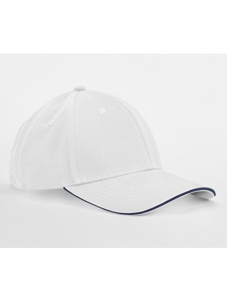 BEECHFIELD EARTHAWARE® CLASSIC ORGANIC COTTON 6 PANEL CAP - SANDWICH PEAK blanc/french marine personnalisable